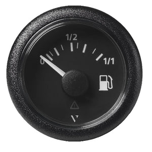 Veratron 52MM (2-1/16") ViewLine Fuel Level Gauge 0-1/1 - 3 to 180 OHM - Black Dial Round Bezel - TRAPSKI