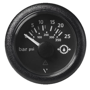 Veratron 52MM (2-1/16") ViewLine Transmission Oil Pressure 25 Bar/350 PSI - Black Dial Round Bezel - TRAPSKI