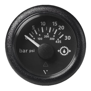 Veratron 52MM (2-1/16") ViewLine Transmission Oil Pressure 30 Bar/435 PSI - Black Dial Round Bezel - TRAPSKI