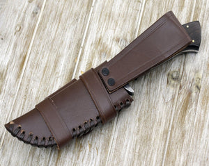 Vesper Damascus Hunting Knife with Exotic Wenge Wood Handle & Sheath