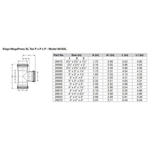 Viega MegaPress 3" Carbon Steel Tee w/FKM - Triple Press Connection - Smart Connect Technology - TRAPSKI