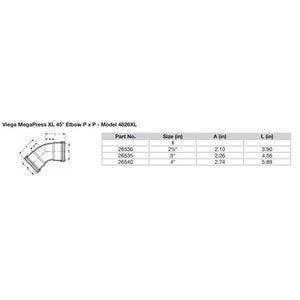 Viega MegaPress 4" 45 Carbon Steel Elbow w/FKM - Double Press Connection - Smart Connect Technology - TRAPSKI