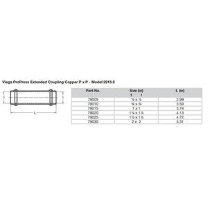 Viega ProPress 1" Extended Coupling w/o Stop - Double Press Connection - Smart Connect Technology - TRAPSKI