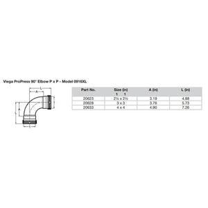 Viega ProPress 2-1/2" - 90 Copper Elbow - Double Press Connection - Smart Connect Technology - TRAPSKI