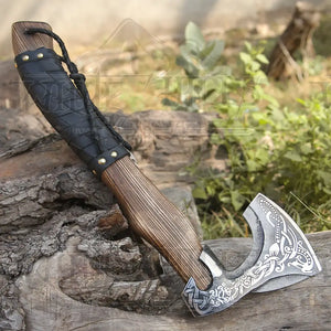 Viking Axe with Dark Wood Shaft, Viking Bearded Camping Axe X801-19