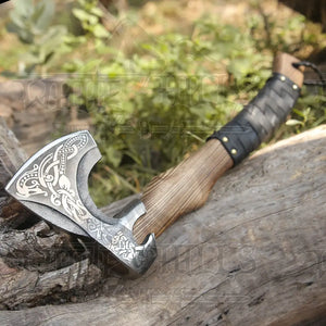 Viking Axe with Dark Wood Shaft, Viking Bearded Camping Axe X801-19