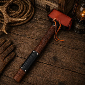 13″ Valknut Viking Battle Hammer – Rosewood & Leather Cover