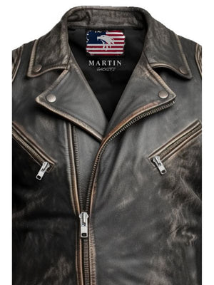 Men's Brown Distressed Leather Biker Jacket