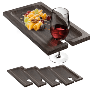 Charcuterie and Appetizer Tray with Wine Holder - 4PACK - Perfect for Parties and Small Gatherings - TRAPSKI