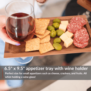 Charcuterie and Appetizer Tray with Wine Holder - 4PACK - Perfect for Parties and Small Gatherings - TRAPSKI