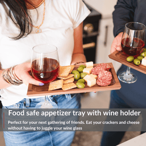Charcuterie and Appetizer Tray with Wine Holder - 4PACK - Perfect for Parties and Small Gatherings - TRAPSKI