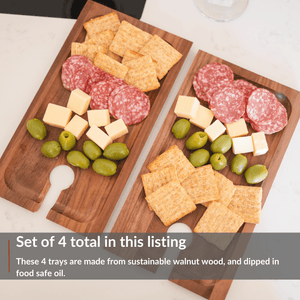 Charcuterie and Appetizer Tray with Wine Holder - 4PACK - Perfect for Parties and Small Gatherings - TRAPSKI