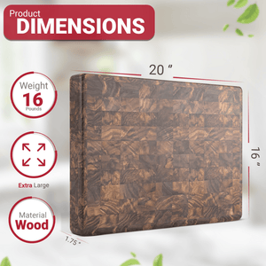 Extra Large Walnut Wood End Grain Butcher Block Cutting Board with Juice Groove - TRAPSKI