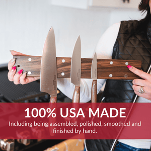 16" Wall Mounted Magnetic Walnut Wood Knife Rack - Holds 7 Knives - TRAPSKI