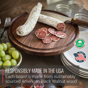 Small Round Walnut Charcuterie Board - TRAPSKI