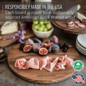 Large Round Walnut Wood Charcuterie Board - TRAPSKI