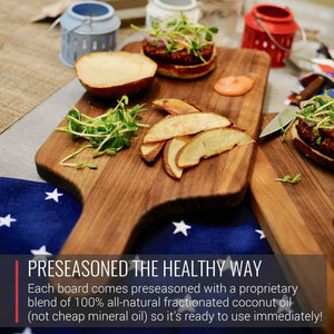 8 x 17 Walnut Cutting Board and Charcuterie Paddle with Handle - TRAPSKI