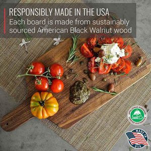 8 x 17 Walnut Cutting Board and Charcuterie Paddle with Handle - TRAPSKI