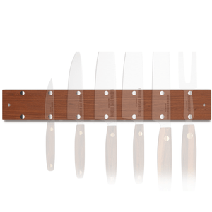 16" Wall Mounted Magnetic Walnut Wood Knife Rack - Holds 7 Knives - TRAPSKI