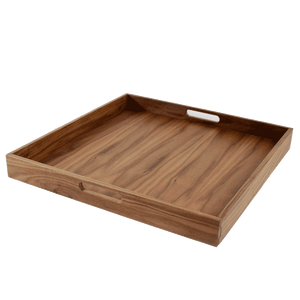 20 x 20 Inch Square Walnut Wood Serving and Coffee Table Tray with Handles - TRAPSKI