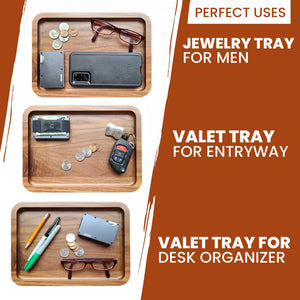 Valet Tray - Catch All Tray - Accessories Organizer - Walnut Wood - TRAPSKI