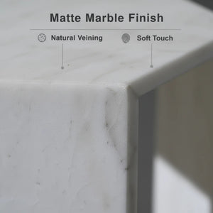 Modern Minimalist Hexagon Side Table with Honed Marble Finish - Gold, White, Pink, Dark Green, Dark Gray