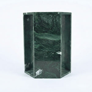 Modern Minimalist Hexagon Side Table with Honed Marble Finish - Gold, White, Pink, Dark Green, Dark Gray