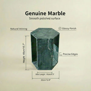Modern Minimalist Hexagon Side Table with Honed Marble Finish - Gold, White, Pink, Dark Green, Dark Gray