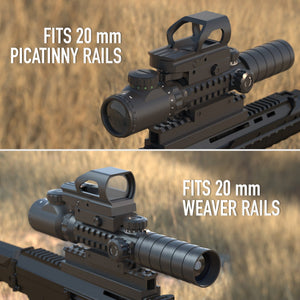 3-in-1 Rifle Scope Combo, 3-9*32mm Rangefinder Scope, Red&Green Dot Sight, Red Laser, 14 Slots Riser