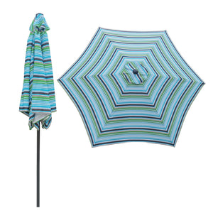 9FT Outdoor Patio Umbrella with Crank Tilt - Blue Stripes