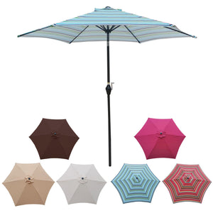 9FT Outdoor Patio Umbrella with Crank Tilt - Blue Stripes