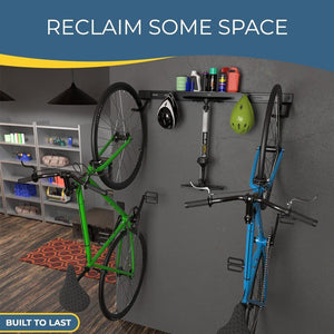 Wall Mounted Bike Rack for 2 Bikes with Storage Shelf - TRAPSKI