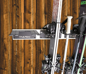 Wall Rack Holds Skis or Snowboard by Bindings, Yard Tools, Gear & Equipment - Made in the USA - TRAPSKI