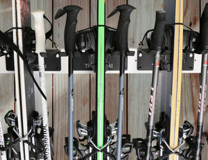 Wall Rack Holds Skis or Snowboard by Bindings, Yard Tools, Gear & Equipment - Made in the USA - TRAPSKI