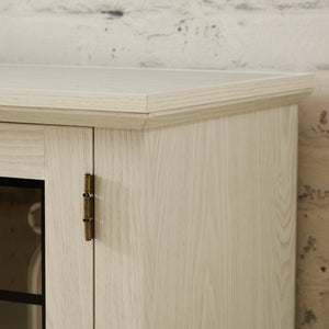 58" Modern TV Stand with Electric Fireplace and Storage - White
