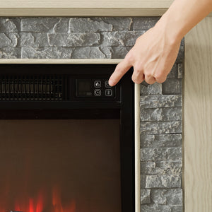 58" Modern TV Stand with Electric Fireplace and Storage - White