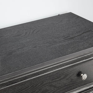 Modern 5-Drawer Black Dresser with Metal Handles - Black