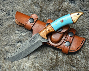 Warlock Hunting Knife with Olive Wood and Resin Handle