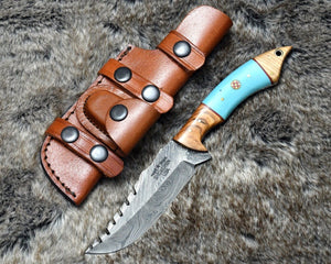 Warlock Hunting Knife with Olive Wood and Resin Handle