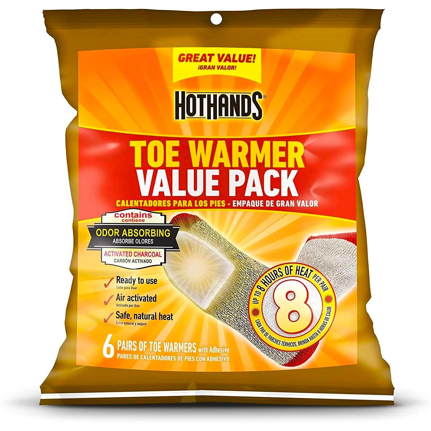HotHands Toe Warmers - Long Lasting Safe Natural Odorless Air Activated Warmers - Up to 8 Hours of Heat - 6 Pair Bag - TRAPSKI, LLC