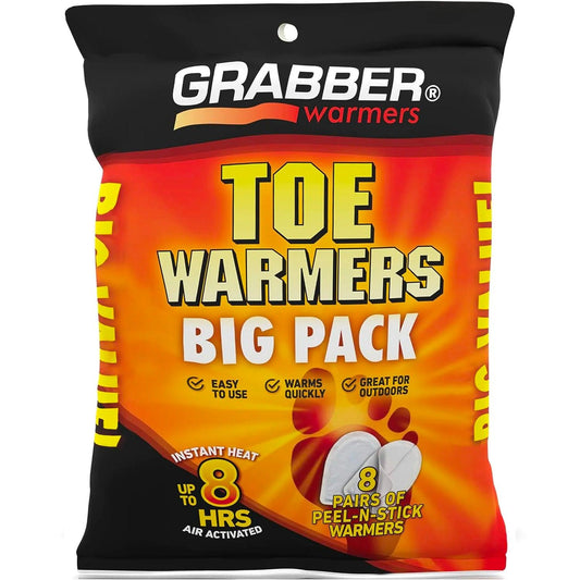 Grabber Toe Warmers - Long Lasting Safe Natural Odorless Air Activated Warmers - Up to 8 Hours of Heat - 8 Pair Pack - TRAPSKI, LLC