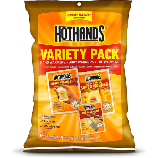 HotHands Toe, Hand, & Body Warmer Variety Pack - Long Lasting Safe Natural Odorless Air Activated Warmers