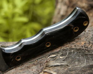 Warthog Damascus Tracker Knife with Horn Handle
