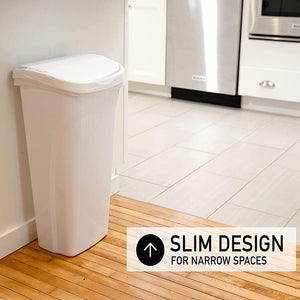 United Solutions 40 Quart Home Wastebasket with Dual Swing Lid, White (6 Pack)