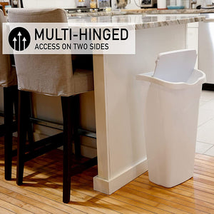 United Solutions 40 Quart Home Wastebasket with Dual Swing Lid, White (6 Pack)