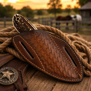 Western Belt Knife D2 Rasp Steel Stag Horn Handle