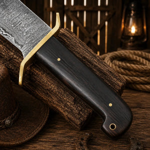 Western Cowboy Bowie Knife – Damascus Steel Wenge Wood Handle