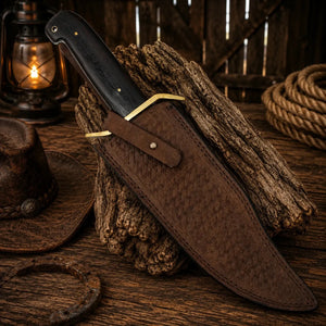 Western Cowboy Bowie Knife – Damascus Steel Wenge Wood Handle