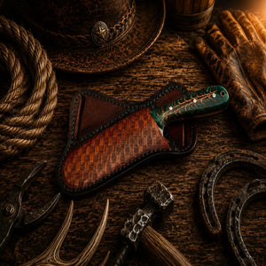 Three Cross Buckaroo Field Knife – 3.75" Handmade D2 Steel Pinecone Handle