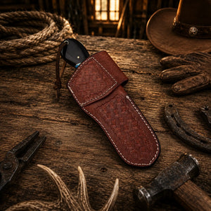 Bull Cutter Knife – Handmade 1095 Damascus Steel Cowboy Knife with Buffalo Horn & Turquoise Handle